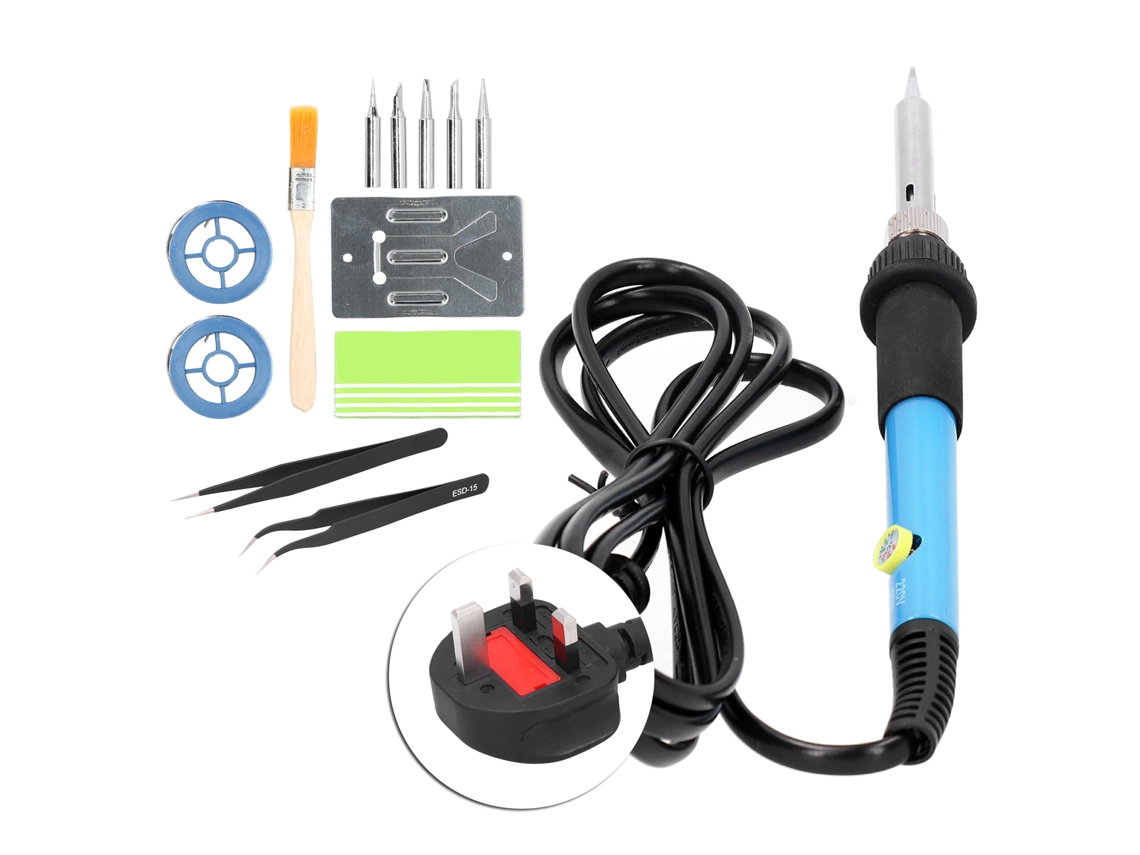 Juego De Soldador Eléctrico Ajustable De 60 W Con 14 Piezas, Herramienta Para Soldar Y Grabar Madera.