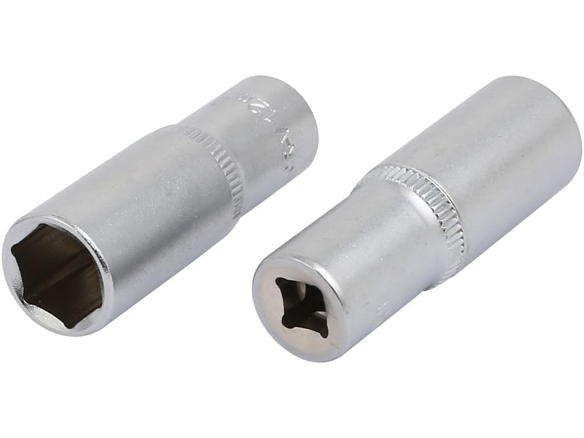 Vaso hexagonal de 12 mm con accionamiento cuadrado de 1/4", acabado plateado CHABERLU