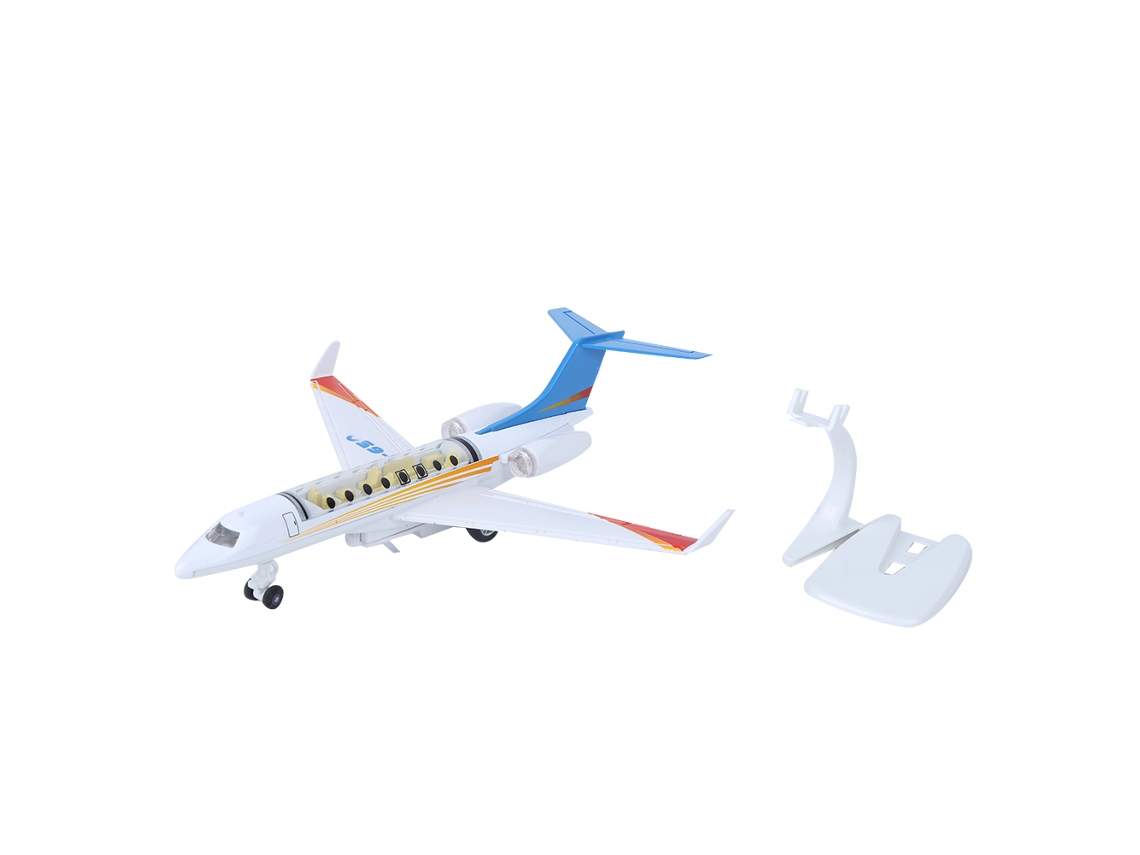Modelo De Avião G650 25,5cm Brinquedo Puxar Para Trás Com Luz E Música Azul