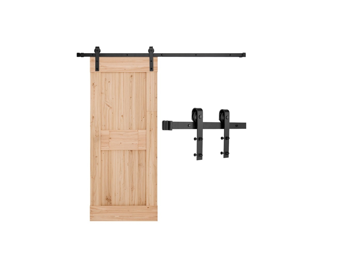 Sistema de Riel y Kit de Herrajes para Puerta Corredera 2m 150kg Negro Tekmaquinas