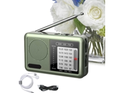 Radio AM/FM portátil con carcasa, funciona con pilas, batería recargable, Rec Gokoco
