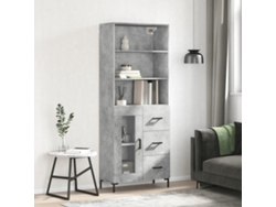 Aparador Alto Madera Contrachapada Gris Hormigón 69,5x34x180 Cm