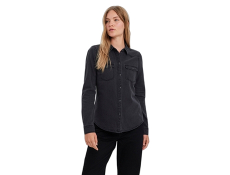 Camisa Vaquera Ajustada de Manga Larga Para Mujer Vero Moda Maria Mix New (Tam: XL)
