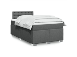 Cama Box Spring Con Colchón Tela Gris Oscuro 120x190 Cm