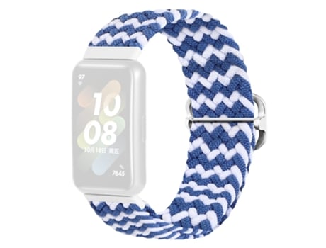 Correa de tela tejida hebilla trenzada para Huawei Band 7 - azul/blanco