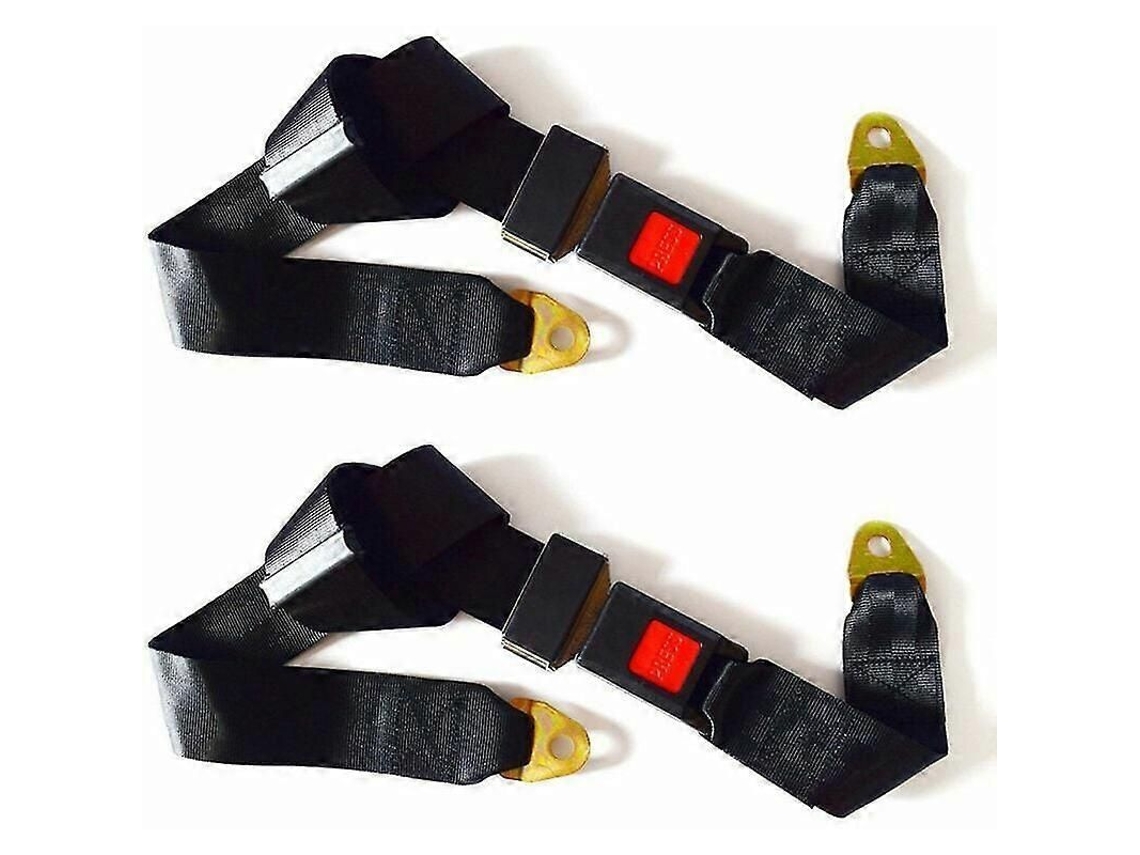 Paquete de 2 cinturones de seguridad universales ajustables, cinturón ajustable de un punto, cinturón de doble punto, color negro, GOKOCO