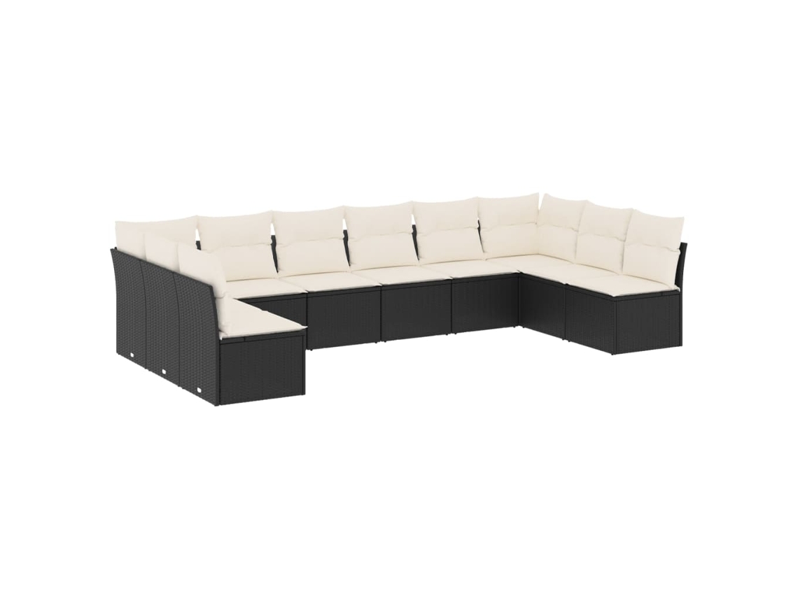 Maison Exclusive - Set De Sofás De Jardín 10 Pzas Cojines Ratán Sintético Negro
