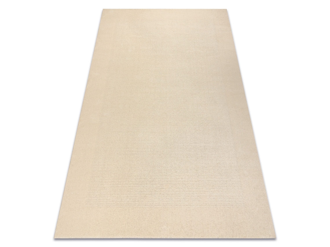 Alfombra De Lana Textura 488.04.la101 Osta - Pauta, Marco Geométrico Estructural Crema