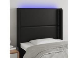 Cabecero Con Led Cuero Sintético Negro 93x16x118/128 Cm