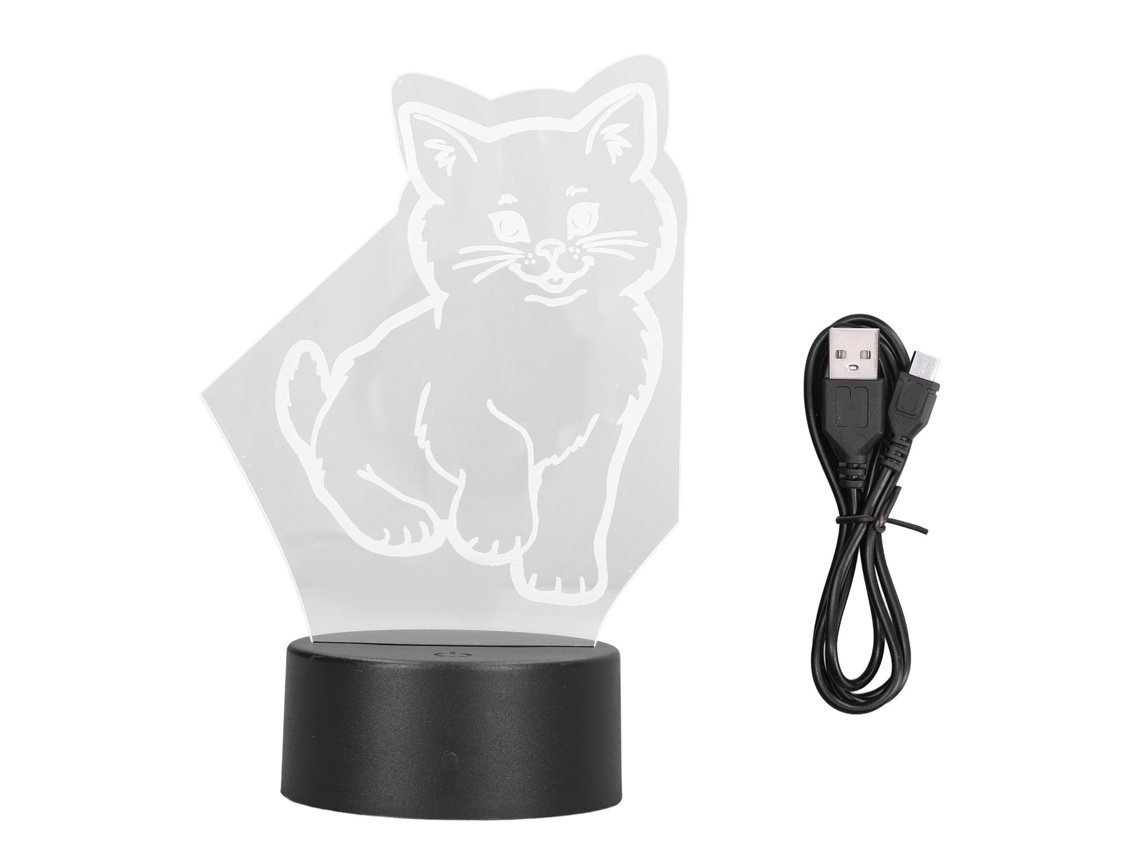 Rebe-lámpara Gatito 3d Led Color Ajustable Luz Suave Caliente Usb/batería Noche Niñas Segura Durable Fácil Uso