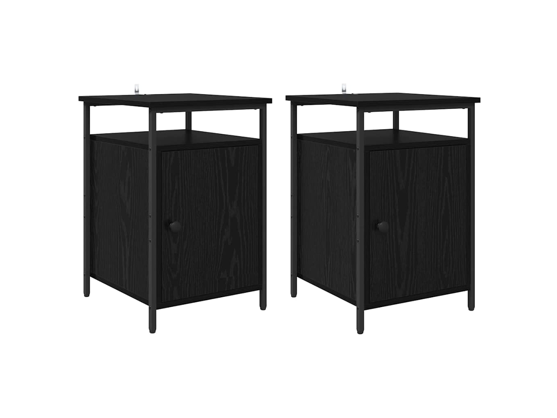Juego de 2 mesitas de noche MAISON EXCLUSIVE en roble negro, 40x42x60 cm