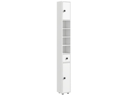 Mueble Baño 4 Estantes Cajón Diseño Estrecho Blanco