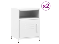 Mesitas de Noche LOVELY HOME Mesinha 2 Pcs 35X35X51 Cm Aço Cor Branco