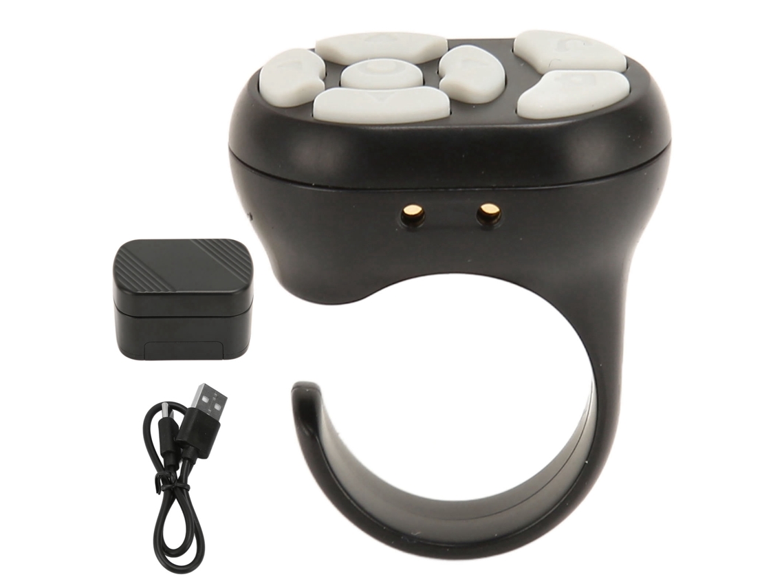 Anillo Giratorio Con Control Remoto Bluetooth 5.3 Para Navegar Por Aplicaciones, Cámara Y Pantalla Del Teléfono - Negro Con Estuche De Carga