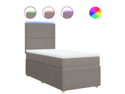 Maison Exclusive - Cama Box Spring Con Colchón Tela Gris Taupe 80x200 Cm