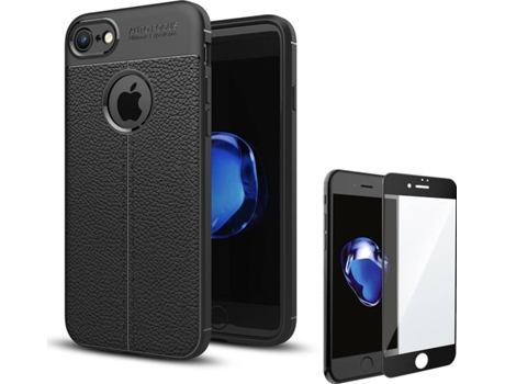Carcasa + Protector iPhone 8 Rugged Leather Negro
