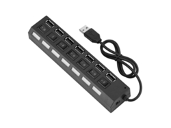 Concentrador Usb 2.0 De 7 Puertos Y 480 Mbps, Plug Play Con Interruptores Independientes.