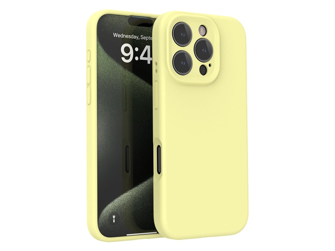 (color Amarillo Claro, Iphone 15) Funda De Silicona Líquida Para La Serie Iphone, Todo Incluido Lente Anti-caídas