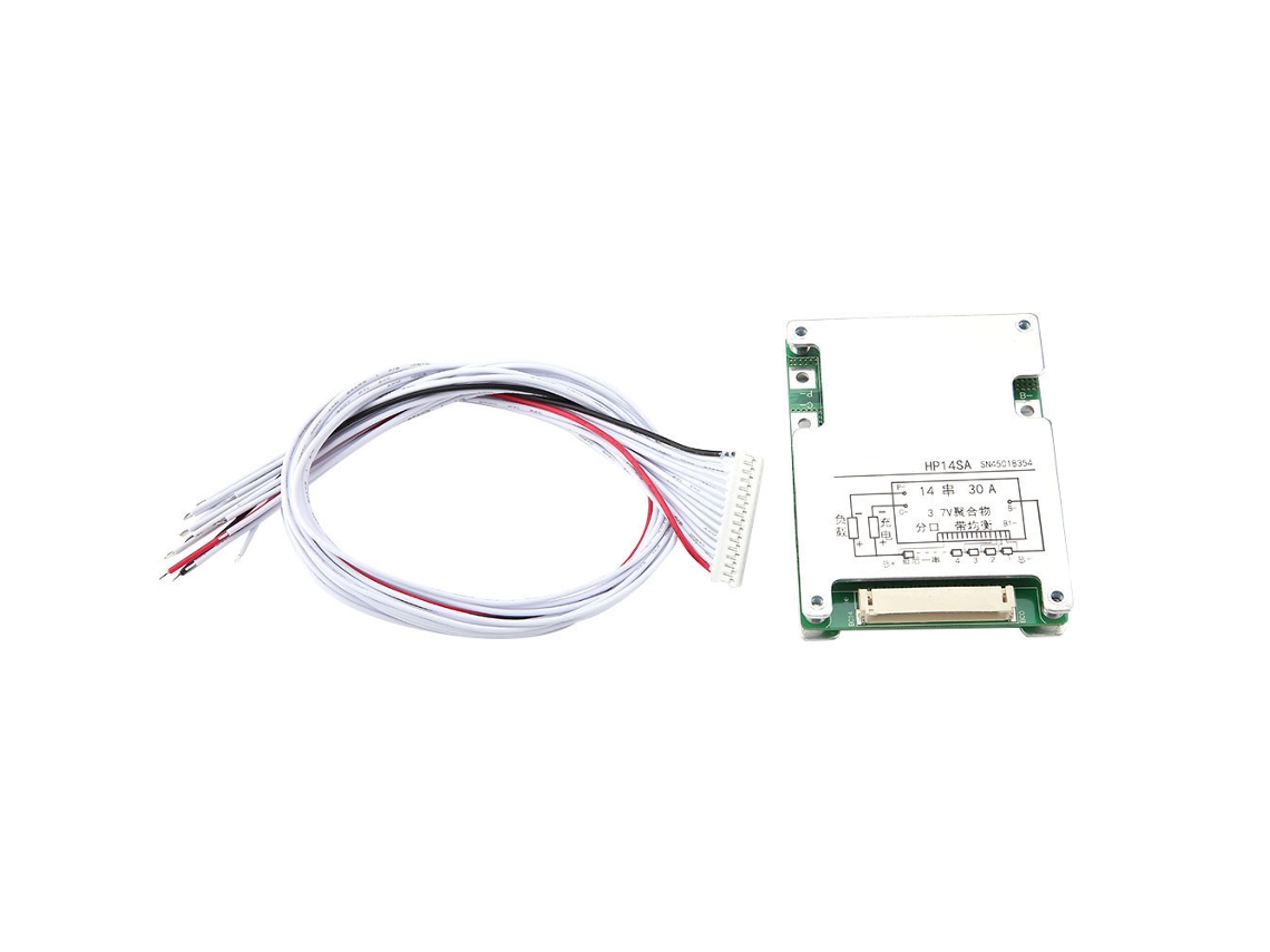 Placa De Protección Para Batería De Litio 14s 48v Con Carga Balanceada Y Disipador De Calor De Aluminio De 30a.