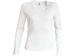 Camiseta Básica KARIBAN Algodón Mujer (L - Blanco)