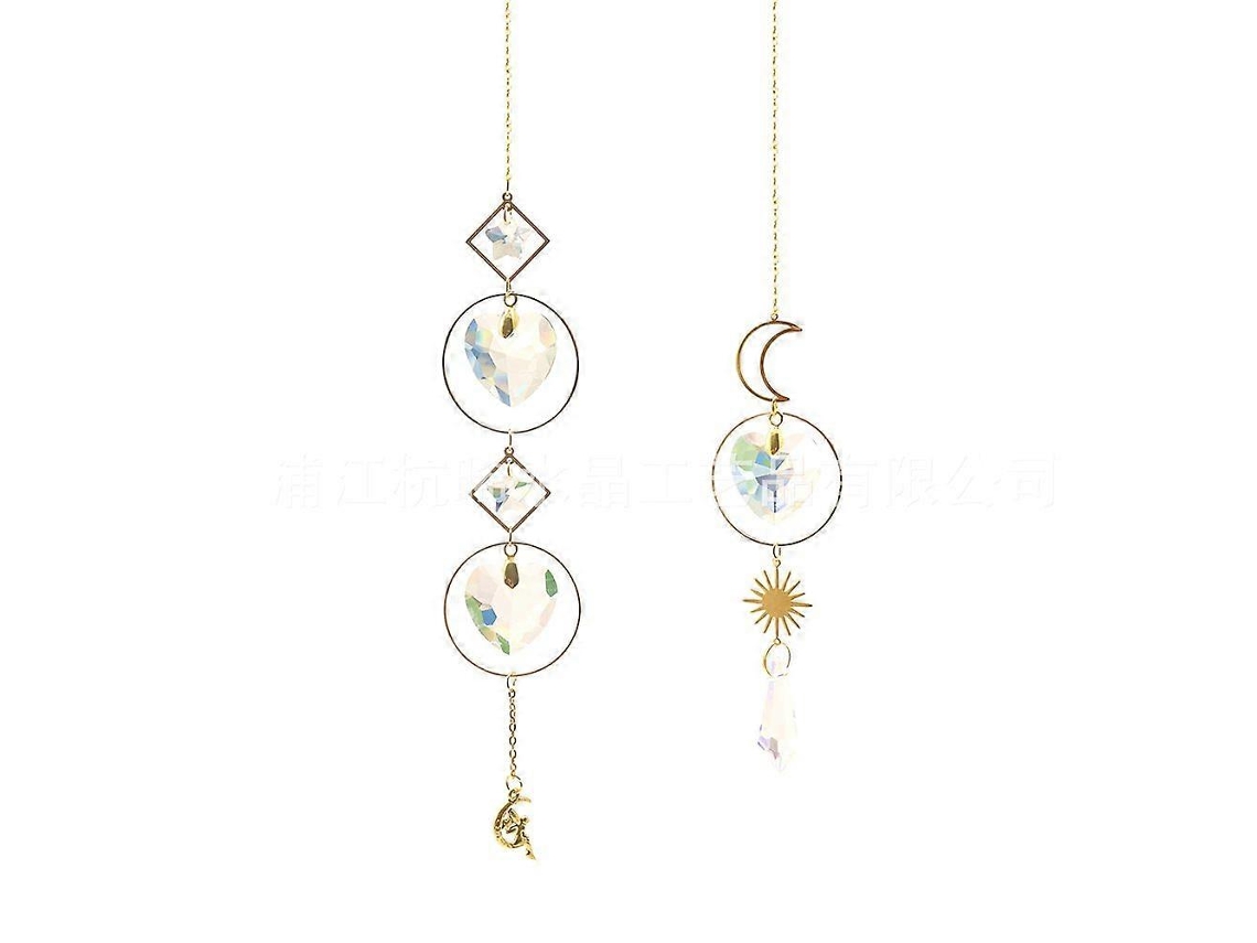 Adornos de cristal: 2 piezas de adornos con forma de corazón y prisma arcoíris para colgar en casa, jardín y coche.