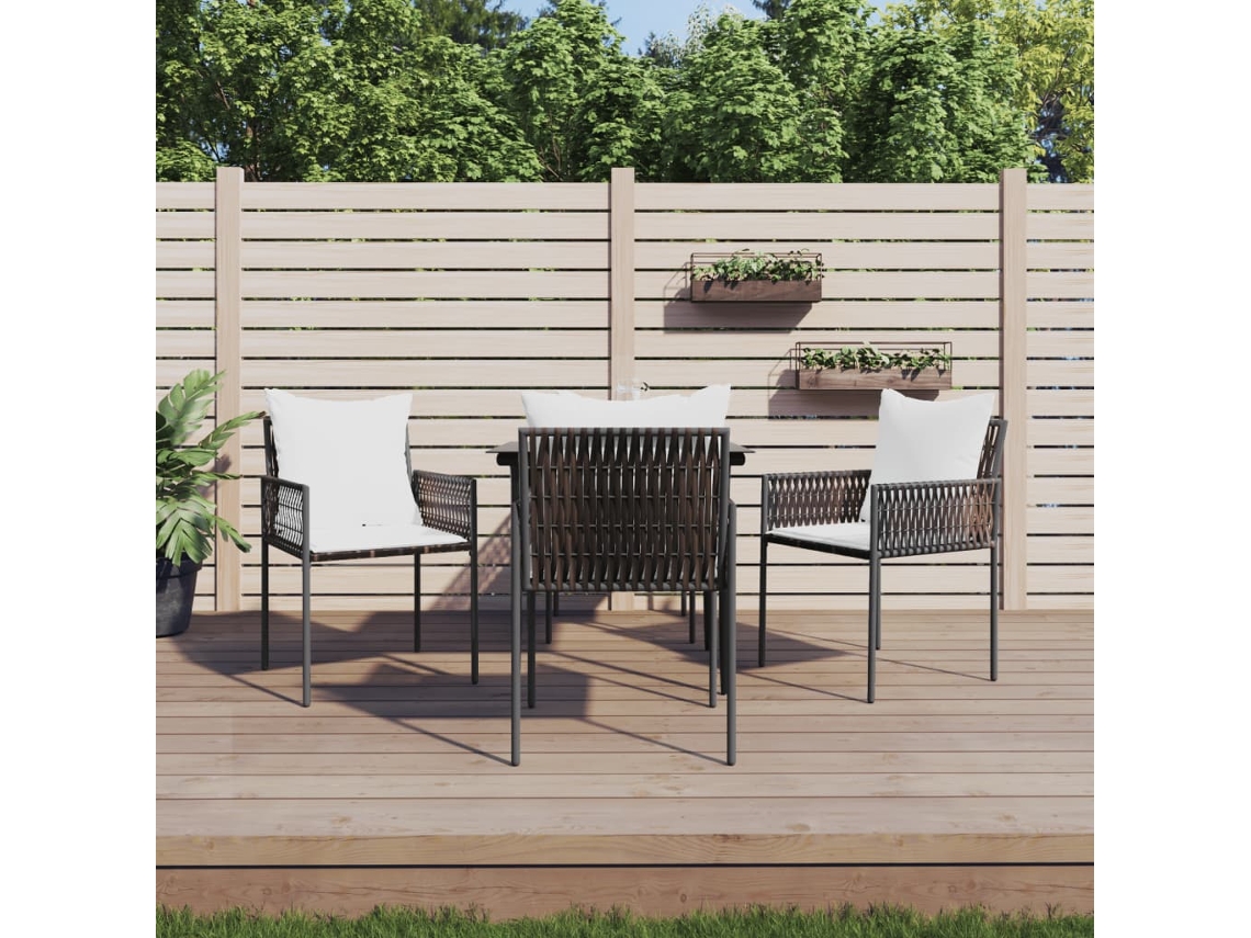 Juego de comedor de jardín de 5 piezas con cojines de mimbre y acero de DKD Home Decor