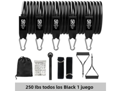 Banda elástica de resistencia con asas, ideal para fisioterapia y modelado corporal. Mdug (negra, 113 kg)