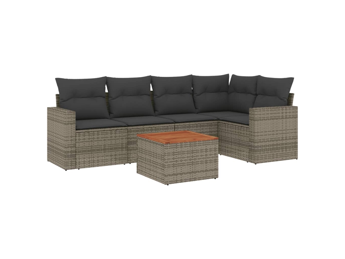 Conjunto de 6 sofás de jardín con cojines de mimbre gris MAISON EXCLUSIVE (80x200 cm)