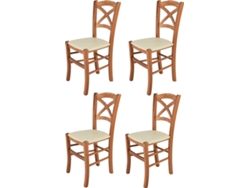 Conjunto de 4 Cadeiras T M C S Cross 332CI-PN023 (Castanho - 88x43x46 cm - Madeira)