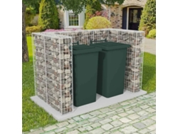 Valla de gaviones para 2 contenedores de basura de acero, 180 x 100 x 120 cm, WSD43037 Lovely Home