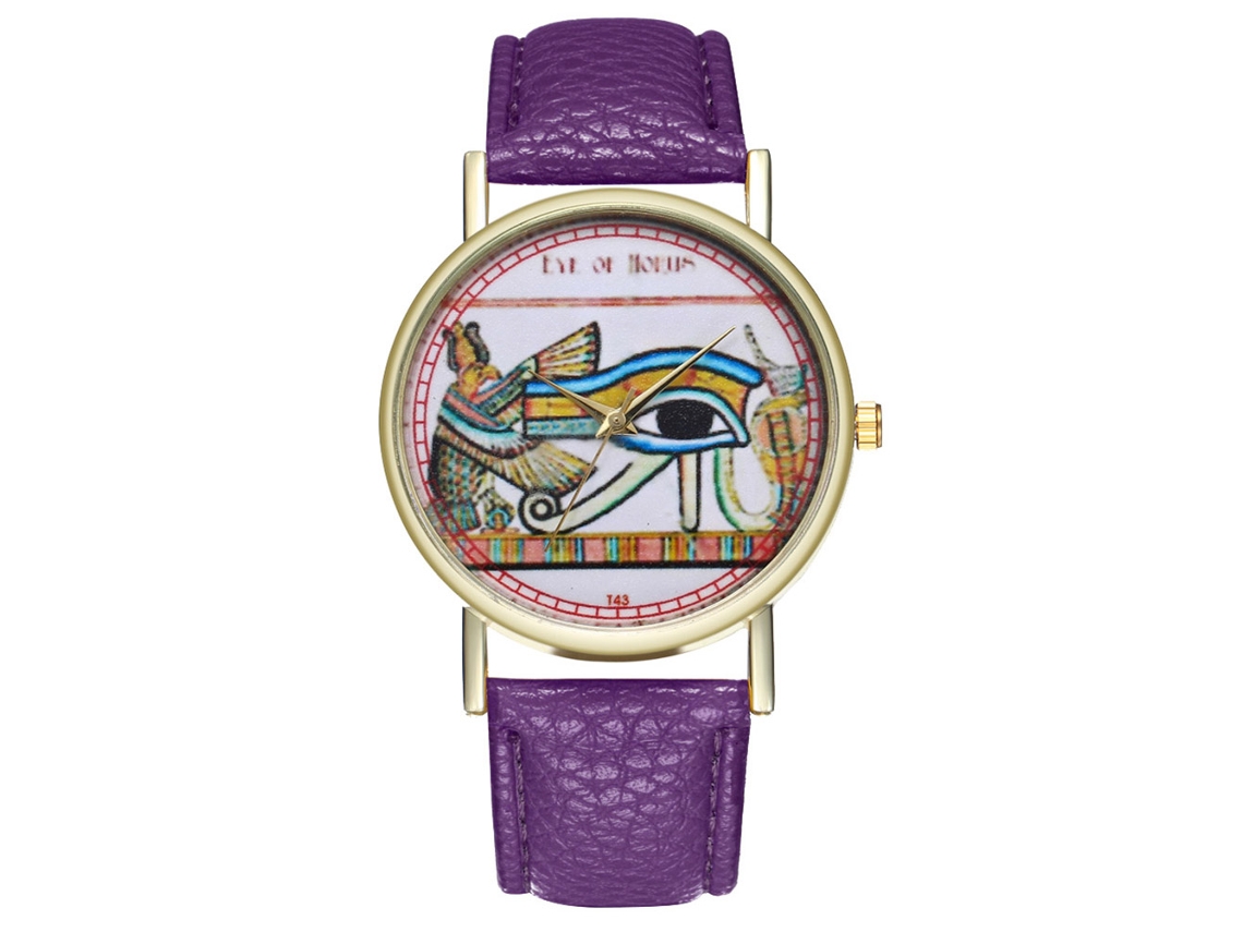 Reloj De Cuarzo Con Correa De Cuero Pu Para Parejas Casuales Dial Redondo (morado)