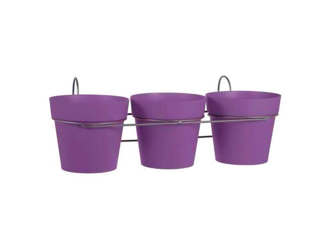Macetas toscane 13 cm + soporte moradas lote 3