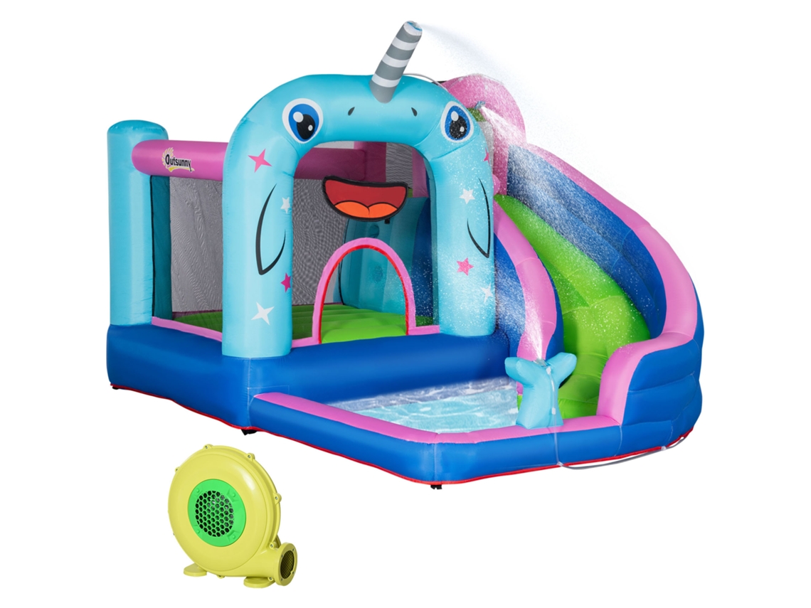 Castillo Hinchable Con Tobogán, Piscina Y Chorros De Agua, 330x280x200 Cm