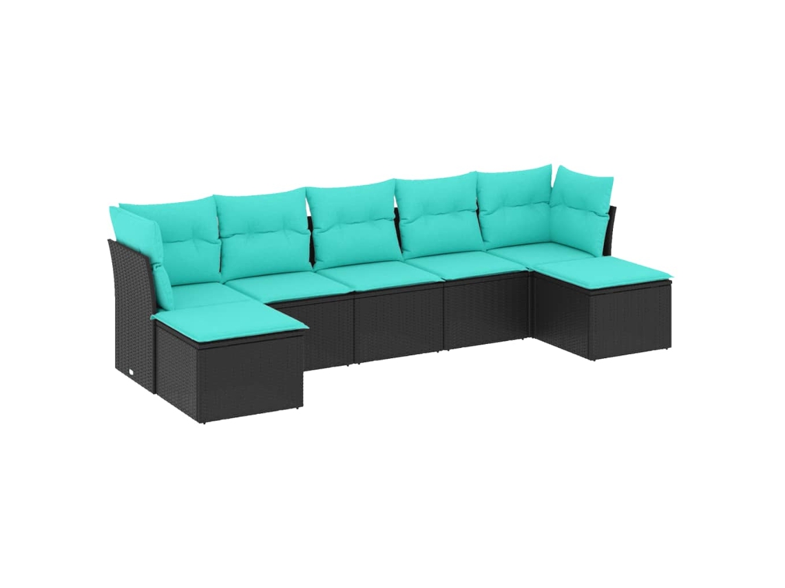 Maison Exclusive - Conjunto De Sofá De Jardín De 7 Piezas Con Cojines, De Poliratán Negro
