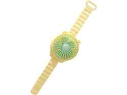 (amarillo) Ventilador de reloj portátil, compacto y liviano con diseño de dibujos animados, adecuado para uso en interiores y exteriores.