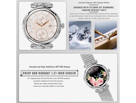 Reloj Inteligente (Responder/Hacer Llamadas), Reloj Fitness para Mujer de 1,27 Pulgadas con Seguimiento de la Salud Femenina, Resistente al Agua, V...