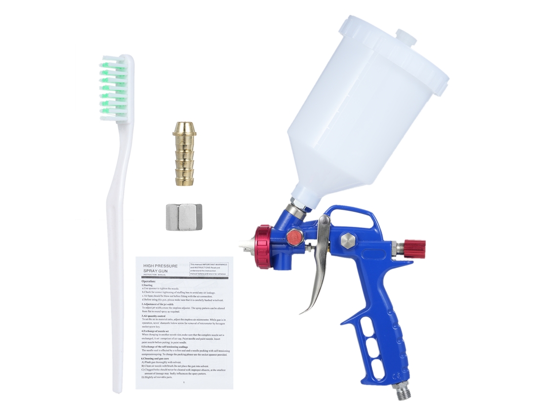 Pistola Pulverizadora De Pintura Hvlp Con Boquilla De 1,5 Mm Y Depósito De 600 Ml Para Paredes, Muebles Y Coches.
