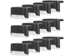 Apliques Solares Para Paredes Y Escaleras, Clasificación Ip65, 12 Unidades, Luz Cálida, Color Negro, Resistentes Al Agua.