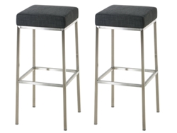Juego de 2 taburetes de bar Montreal 85 de tela gris oscuro/acero inoxidable CLP