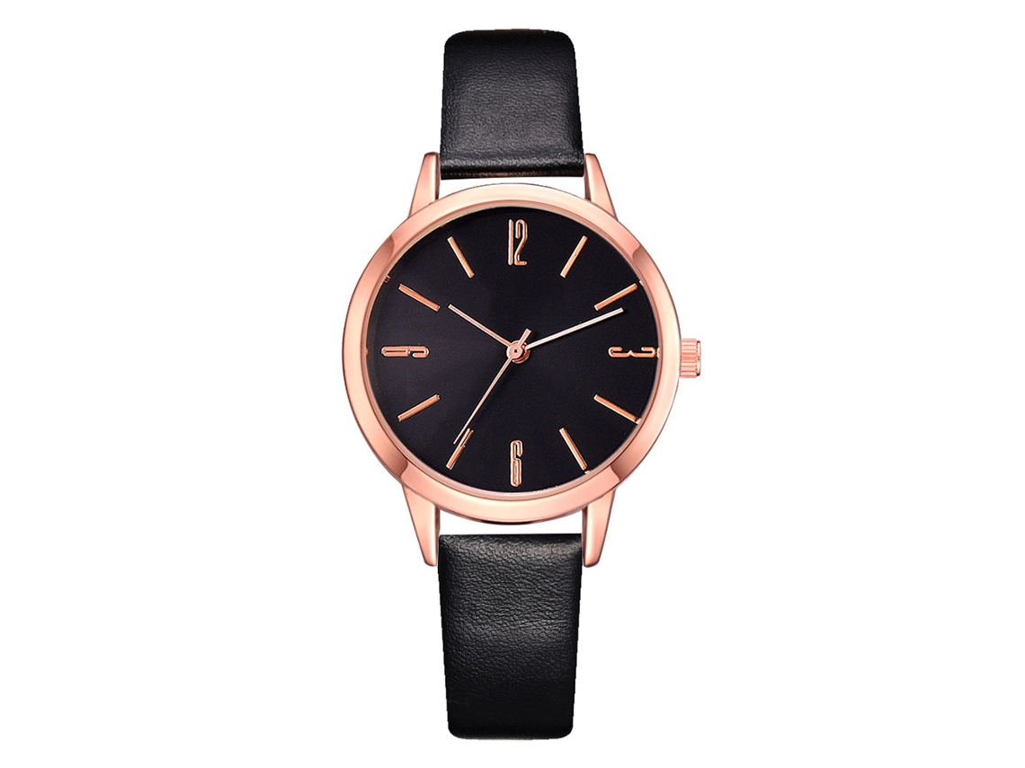 Reloj De Pulsera De Cuarzo Para Mujer Con Correa De Pu, Estilo Moderno Y Sencillo (negro)