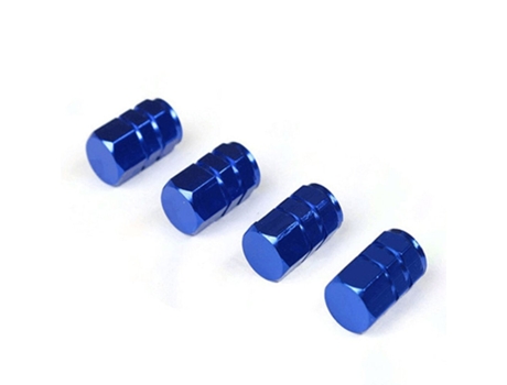 Válvulas de neumáticos de rueda de coche de aluminio, motocicleta, bicicleta, vástagos, tapa antipolvo[Azul]