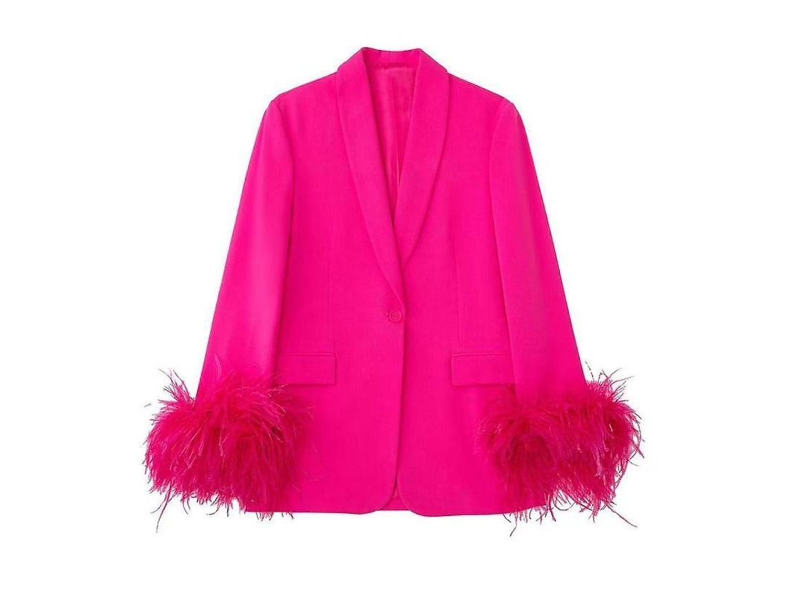 2026-chaqueta Informal De Trabajo Para Oficina Con Manga Larga Y Frente Abierto Para Mujer Ihx Xl Rosa Roja