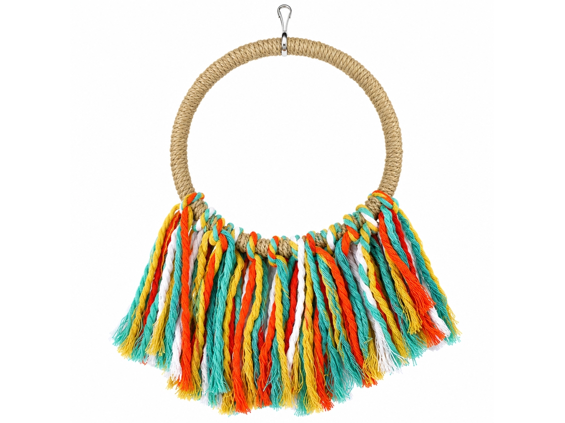 Columpio Polski De Sisal Y Algodón 20 Cm, Aro Colgante 1 Unidad, Con Gancho Metálico, Para Jaulas De Pájaros Y Loros Pequeños