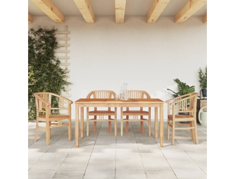 Conjunto 5 de comedor para jardín VIDAXL madera maciza de teca