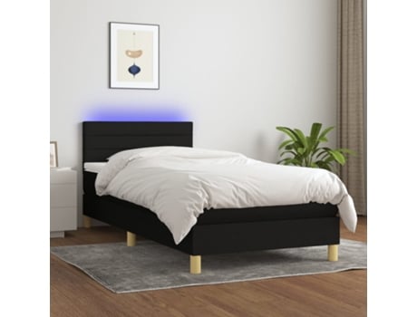 Cama con somier VIDAXL (Negro - Tela - 203 x 90 x 88 cm)