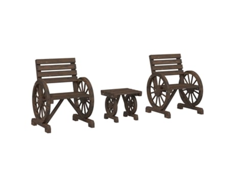 Conjunto 3 de muebles de jardín VIDAXL madera maciza de abeto