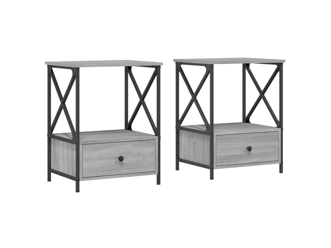 Maison Exclusive - Mesita De Noche 2 Uds Madera Ingeniería Gris Sonoma 50x41x65 Cm