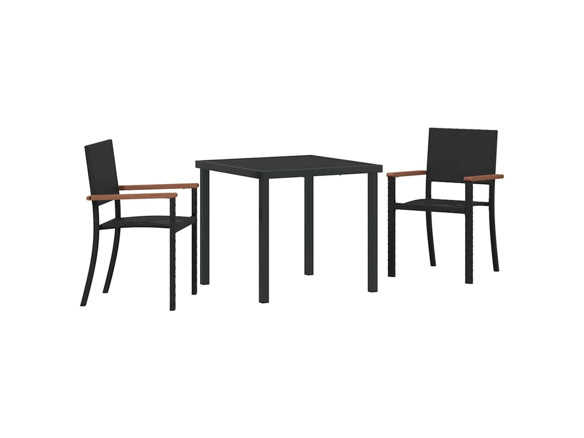 Maison Exclusive - Conjunto De Comedor De Jardín 3 Pcs Negro