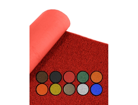 Felpudo de Rizos PVC Vinílico | Gran resistencia e calidad | Perfecto para entradas e recepciones Vermelho sin base 1,22 x 11 m