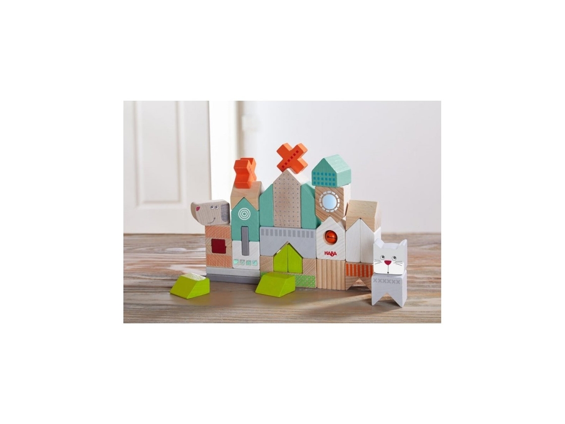Bloques de construcción para perros y gatos, juguetes de madera coloridos con 31 piezas, Haba